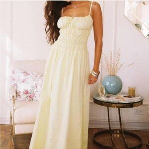 Princess Polly Loralei Shirred Maxi Dress Yellow